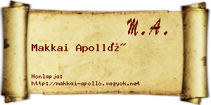 Makkai Apolló névjegykártya